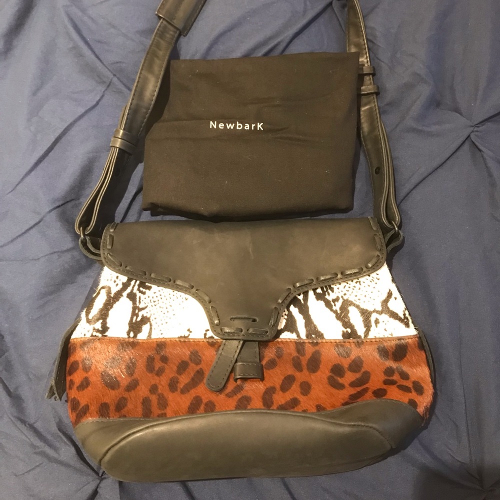 Newbark Lauren Leather and Calf Hair Shoulder Bag